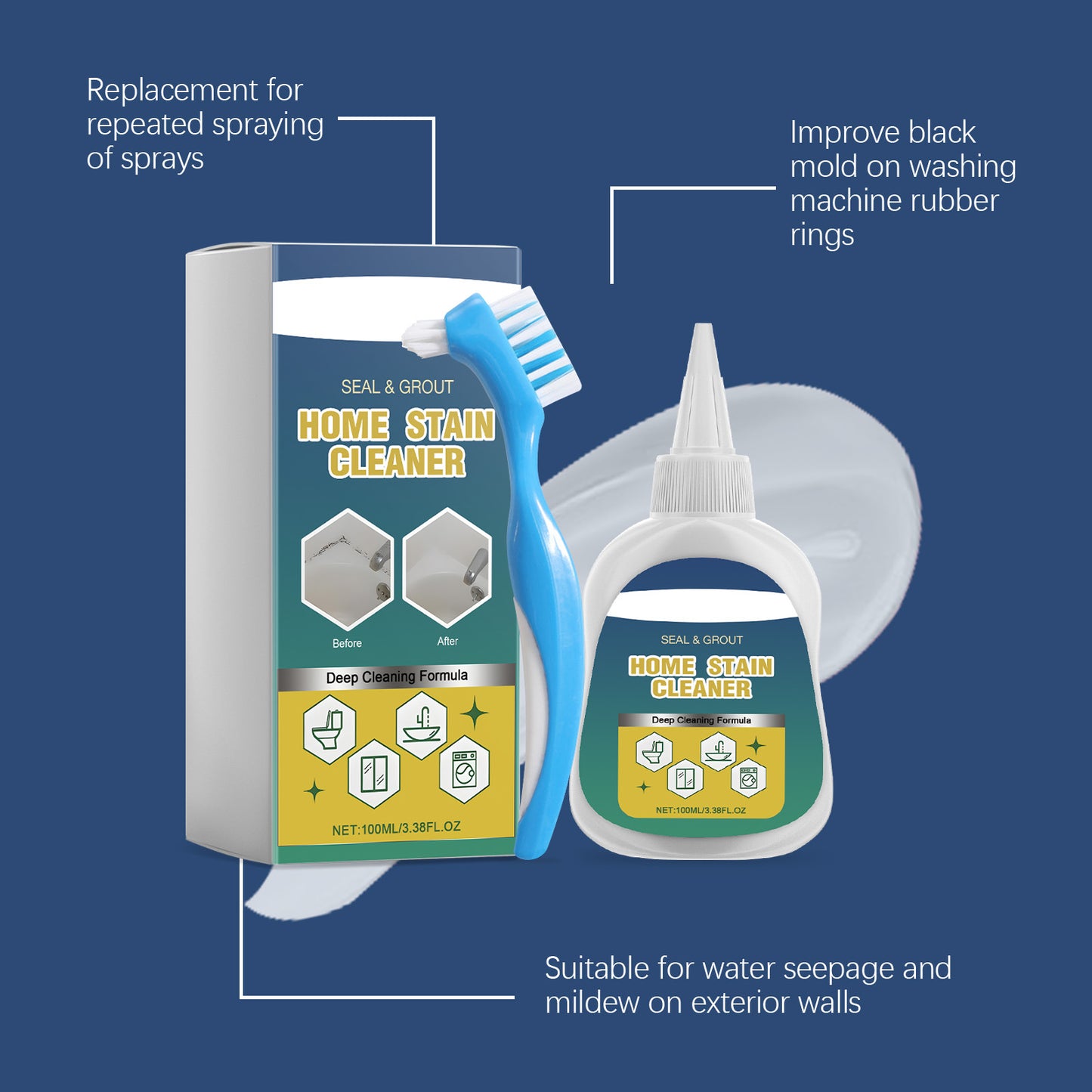 🎉 2026 New Year Limited-Time Offer! 🎉Enjoy up to 70% off on Household Stain Remover Gel 🧴, Deep Cleaning Gel with Brush 🧽, perfect for tile grout 🏠, washing machine seals 🧺, refrigerator rubber ❄️, wall and shower stains 🚿