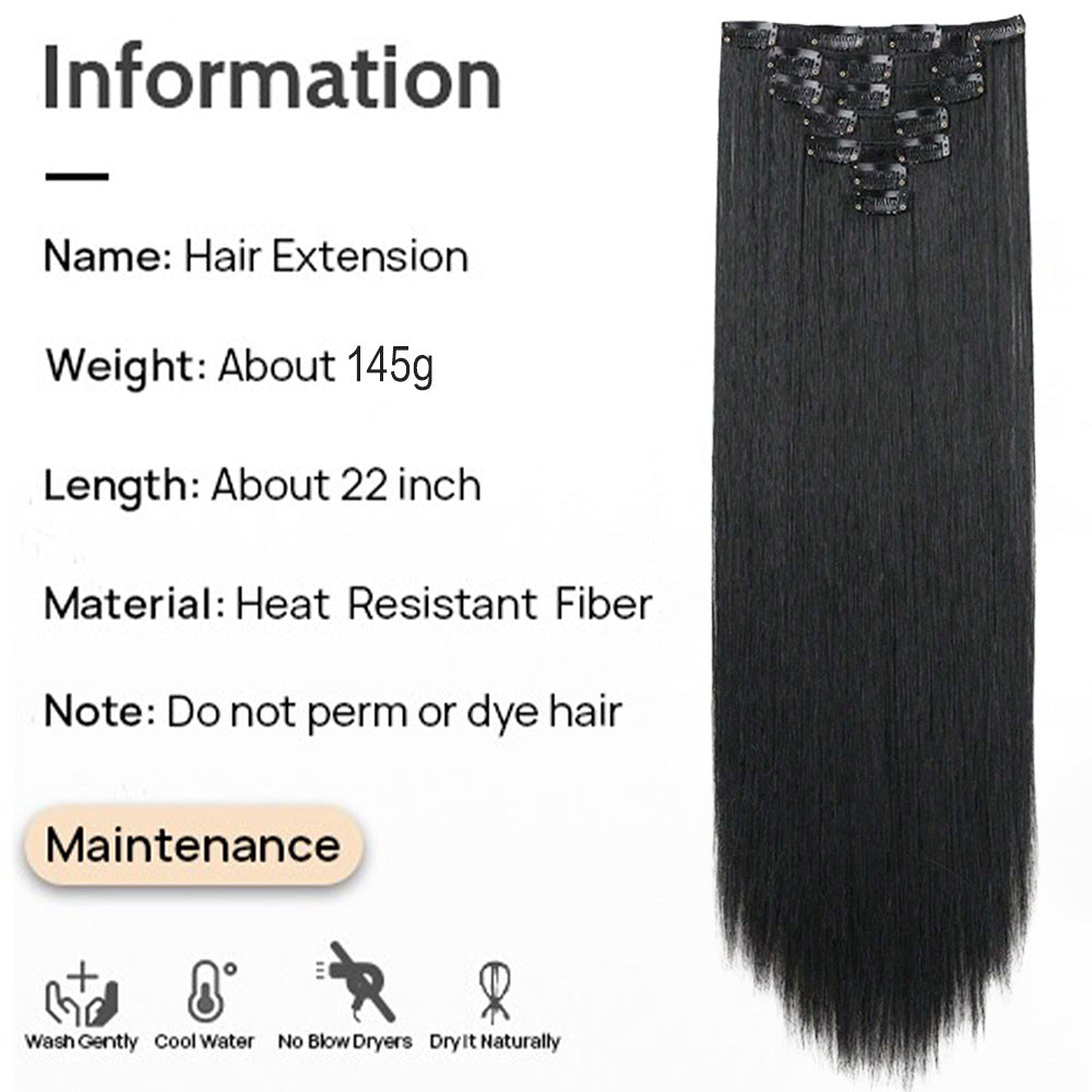 New Year's Special Offer 🎉: Enjoy a 30% Discount 💸 on Women's Hair Extension Clips 💇‍♀️, Approximately 60cm (24 inches) 📏, 160g ⚖️, 7-Piece Set 🎀, Available in Dark Brown 🟤, Chocolate 🍫, and Blonde 💛 for Smooth, Straight Hair ✨.