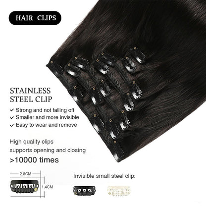 New Year's Special Offer 🎉: Enjoy a 30% Discount 💸 on Women's Hair Extension Clips 💇‍♀️, Approximately 60cm (24 inches) 📏, 160g ⚖️, 7-Piece Set 🎀, Available in Dark Brown 🟤, Chocolate 🍫, and Blonde 💛 for Smooth, Straight Hair ✨.