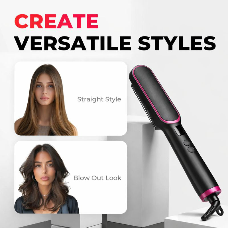 🎉 New Year Sale – Up to 50% Off! 🔥 Hair Straightener Brush – 5 Heat Settings, 20s Fast Heating, Dual Voltage, Black