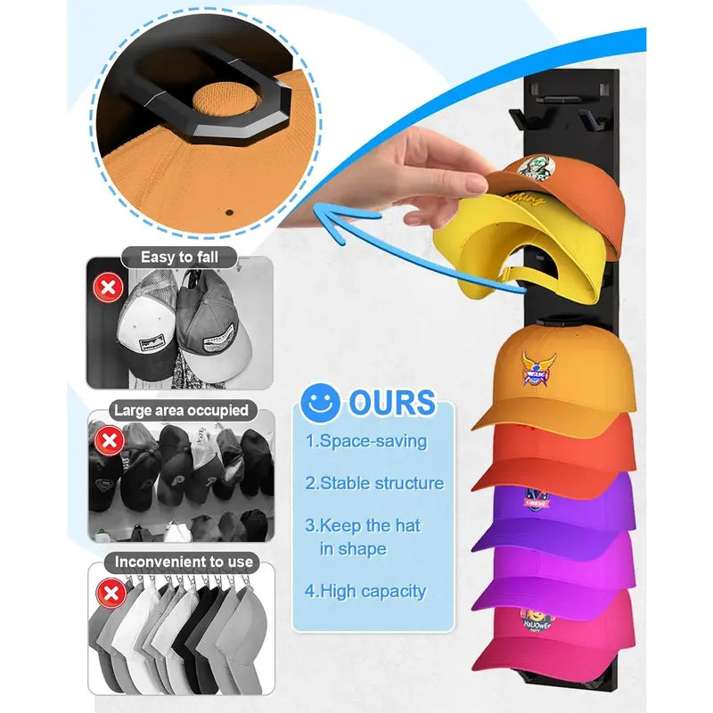 Hat Organizer Wall Mounted Baseball Cap Rack