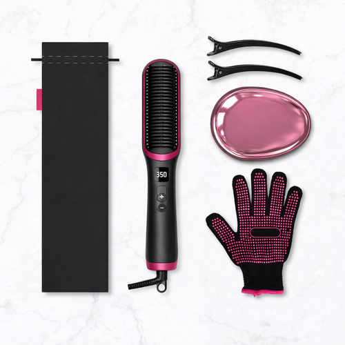 🎉 New Year Sale – Up to 50% Off! 🔥 Hair Straightener Brush – 5 Heat Settings, 20s Fast Heating, Dual Voltage, Black